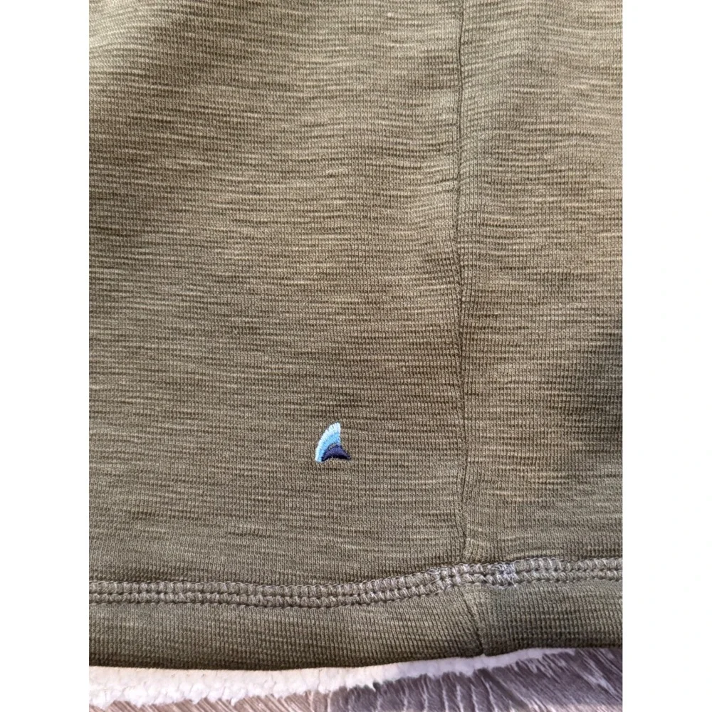 Tailor Vintage Mens Large Olive Green Sherpa Lined Henley Sweatshirt Pullover